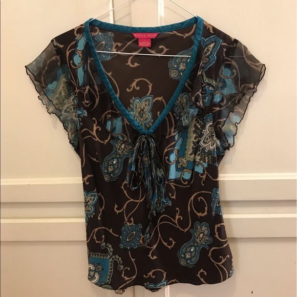 Sunny Leigh Brown floral top size L - Picture 1 of 3